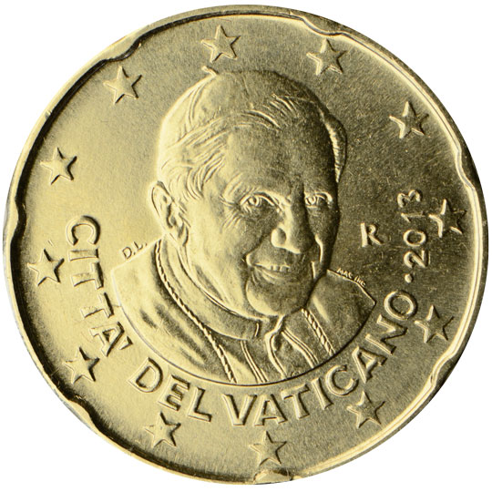 Vatican City 20 euro cent (2006) - Portrait of Pope Benedict XVI